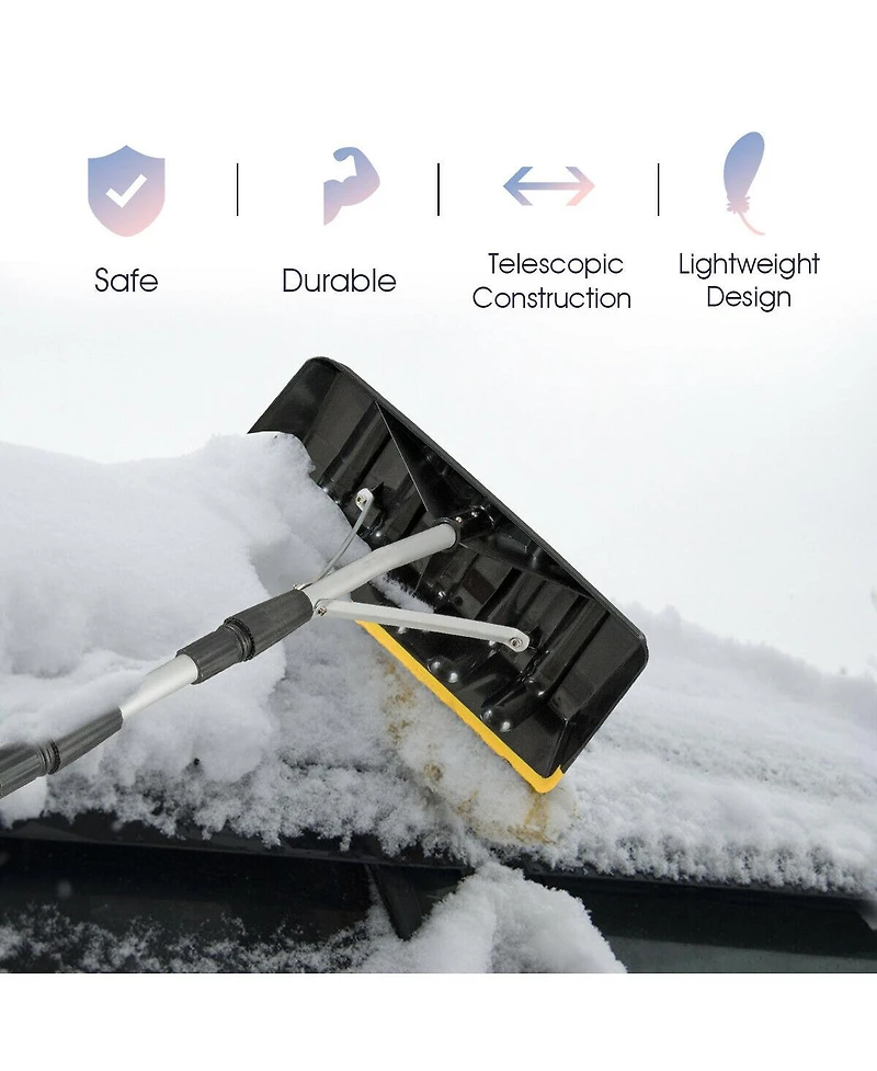 21FT Telescoping Snow Roof Rake Large Poly Blade Aluminum Tube Non-Slip Handle