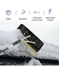 21FT Telescoping Snow Roof Rake Large Poly Blade Aluminum Tube Non-Slip Handle
