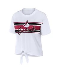 Wear by Erin Andrews Women's White Arizona Cardinals Front Tie Retro T-Shirt