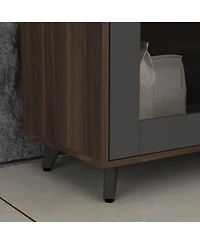 Famapy Kitchen Dining Food Pantries Sideboard with 4-Drawers and Glass Doors