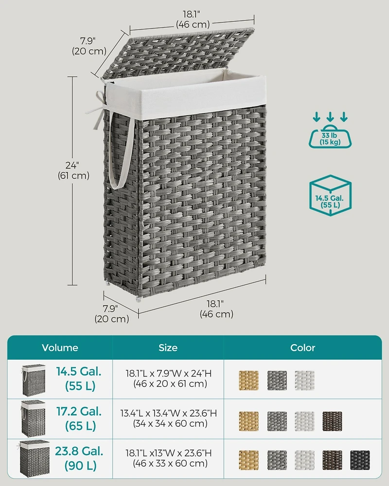 Slickblue Slim Laundry Hamper with Lid Compact and Stylish for Efficient Storage