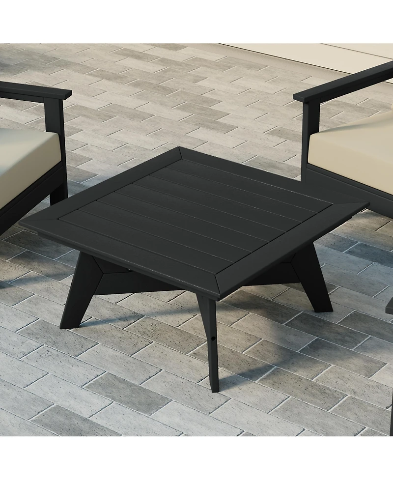 WestinTrends Modern Low Outdoor Patio Square Hdpe 37" Coffee Table
