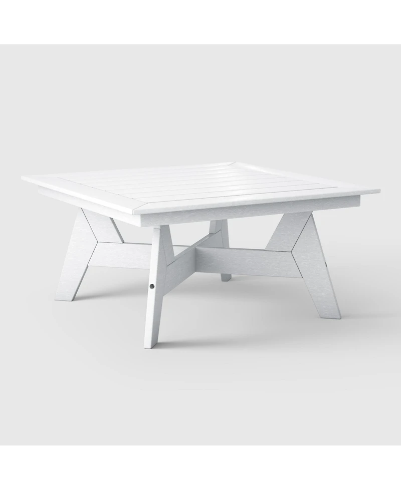 WestinTrends Modern Low Outdoor Patio Square Hdpe 37" Coffee Table