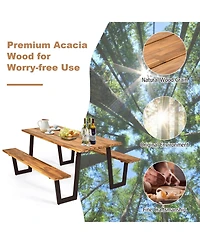 Patented 70 Inch Dining Table Set with Seats and Umbrella Hole