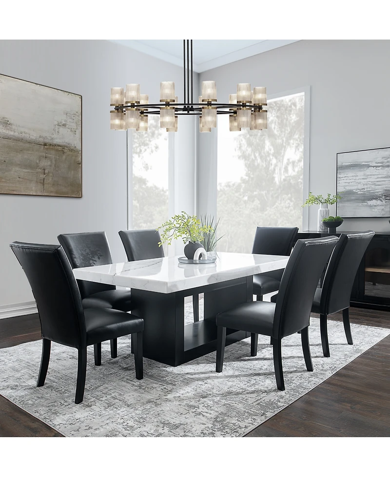 Kellet 7 Pc. Rectangular Marble Dining Set (Table & 6 Side Chairs), Created for Macy's