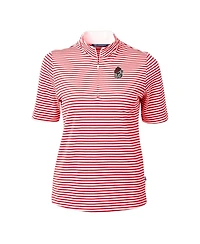 Cutter & Buck Women's Red Georgia Bulldogs DryTec Virtue Eco Pique Stripe Polo