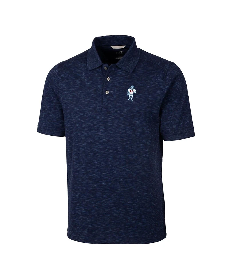 Cutter & Buck Men's Navy Houston Oilers Advantage Tri-Blend Space Dye Throwback Polo