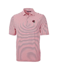 Cutter & Buck Men's Red Kansas City Chiefs Helmet Virtue Eco Pique Stripe Polo