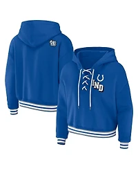 Wear by Erin Andrews Women's Royal Indianapolis Colts Plus Lace-Up Pullover Hoodie