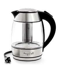 MegaChef 1.8 Quart Glass Body and Stainless Steel Electric Tea Kettle with Tea Infuser