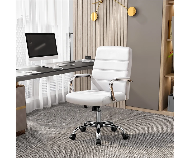 Yaheetech Mid-Back Office Chair Pu Leather Office Executive Chair