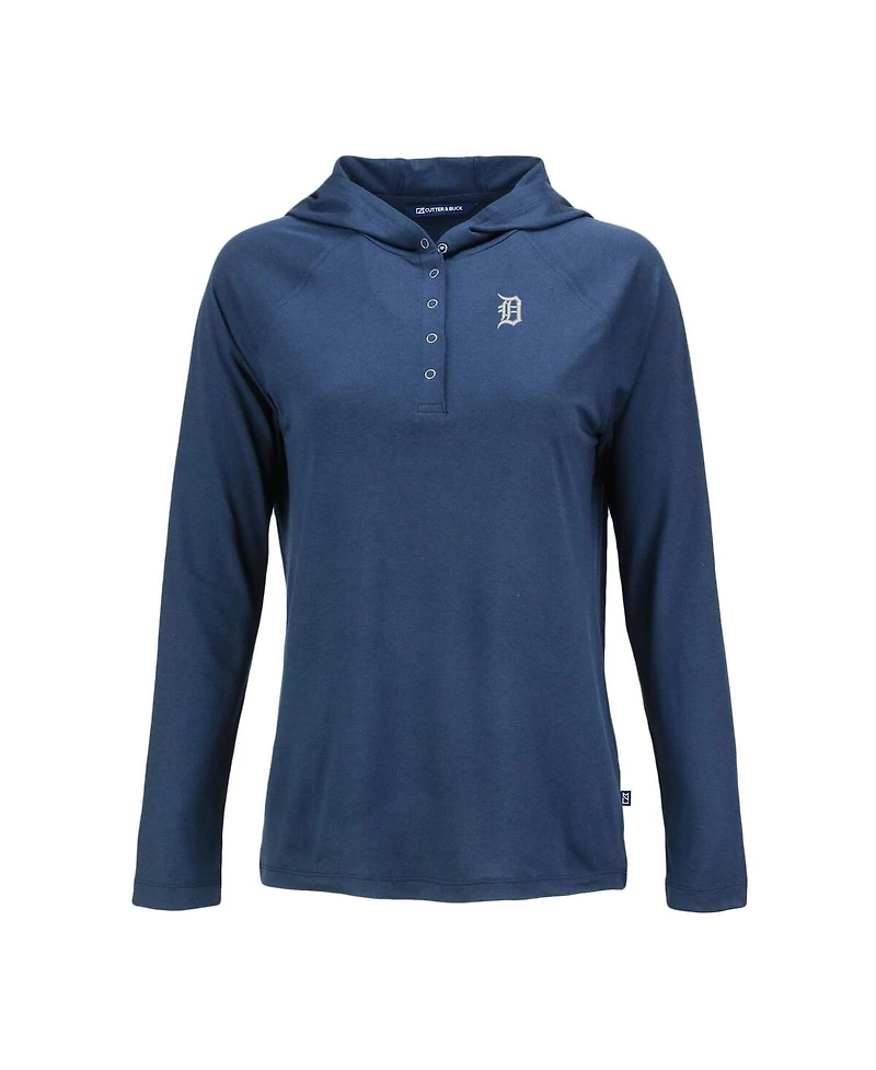 Cutter & Buck Women's Navy Detroit Tigers Coastline Epic Comfort Eco Raglan Long Sleeve Hoodie T-Shirt