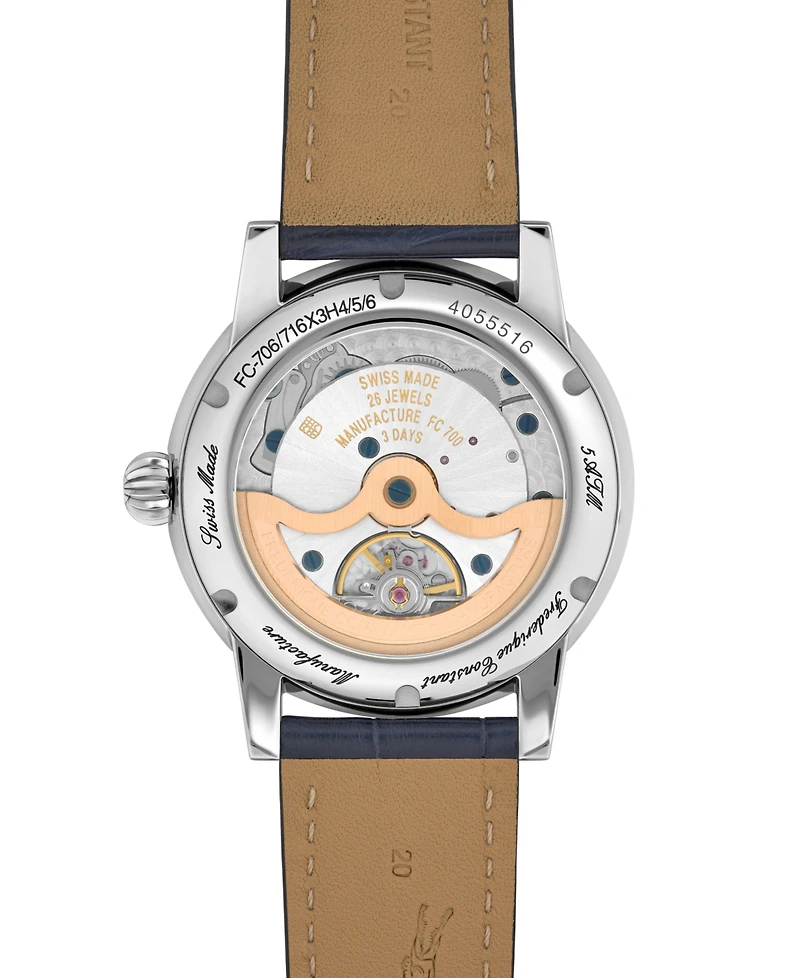 Frederique Constant Men's Swiss Automatic Classic Moonphase Date Manufacture Leather Strap Watch 40mm