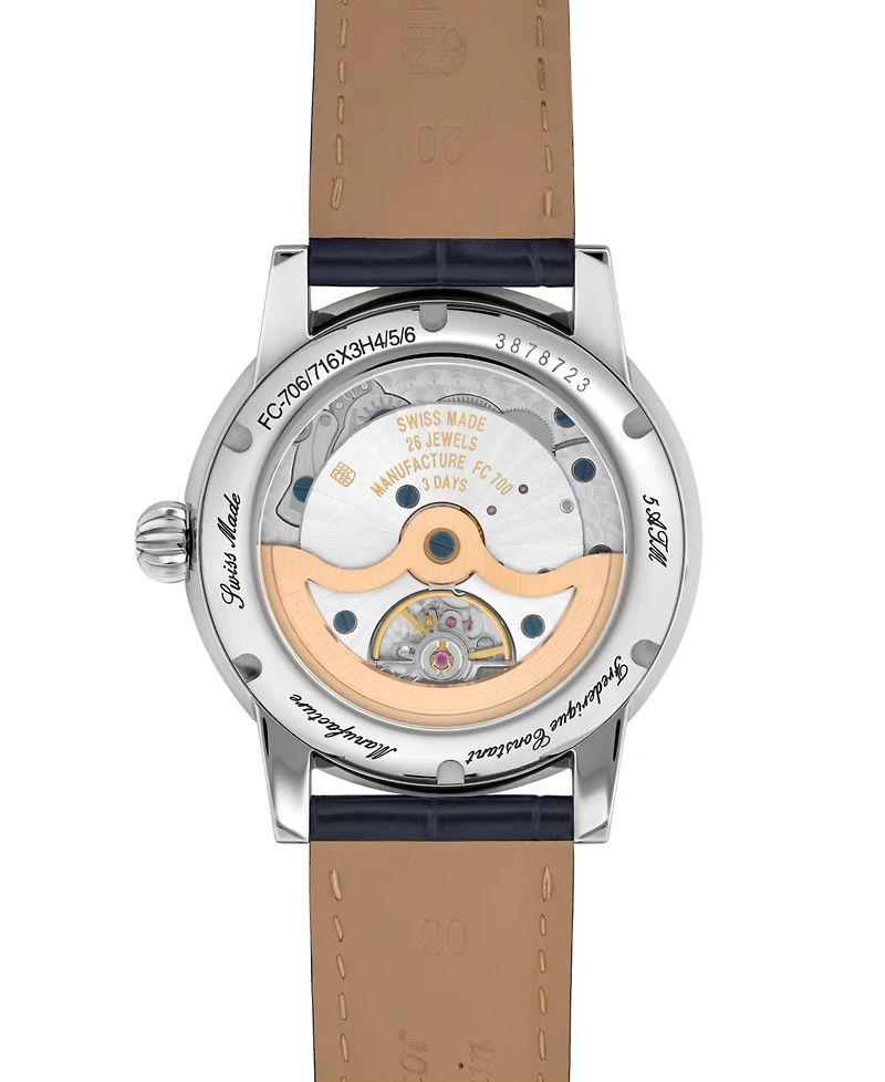 Frederique Constant Men's Swiss Automatic Classic Date Manufacture Leather Strap Watch 40mm