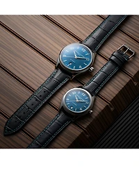Frederique Constant Men's Swiss Automatic Runabout Blue Leather Strap Watch 42mm