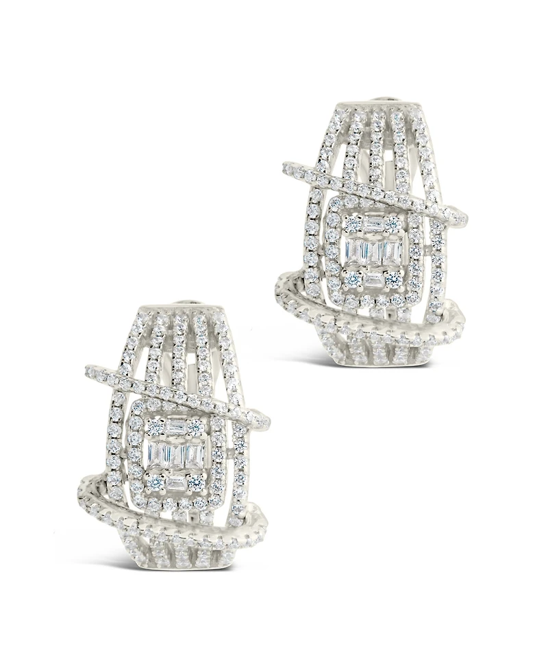 Sterling Forever Leigh Cubic Zirconia Statement Hoop Earrings