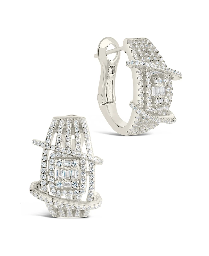 Sterling Forever Leigh Cubic Zirconia Statement Hoop Earrings