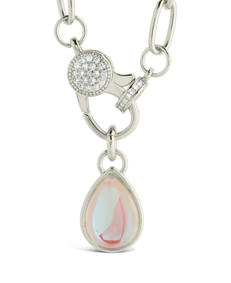 Sterling Forever Tay Moonstone Charm Chain Necklace