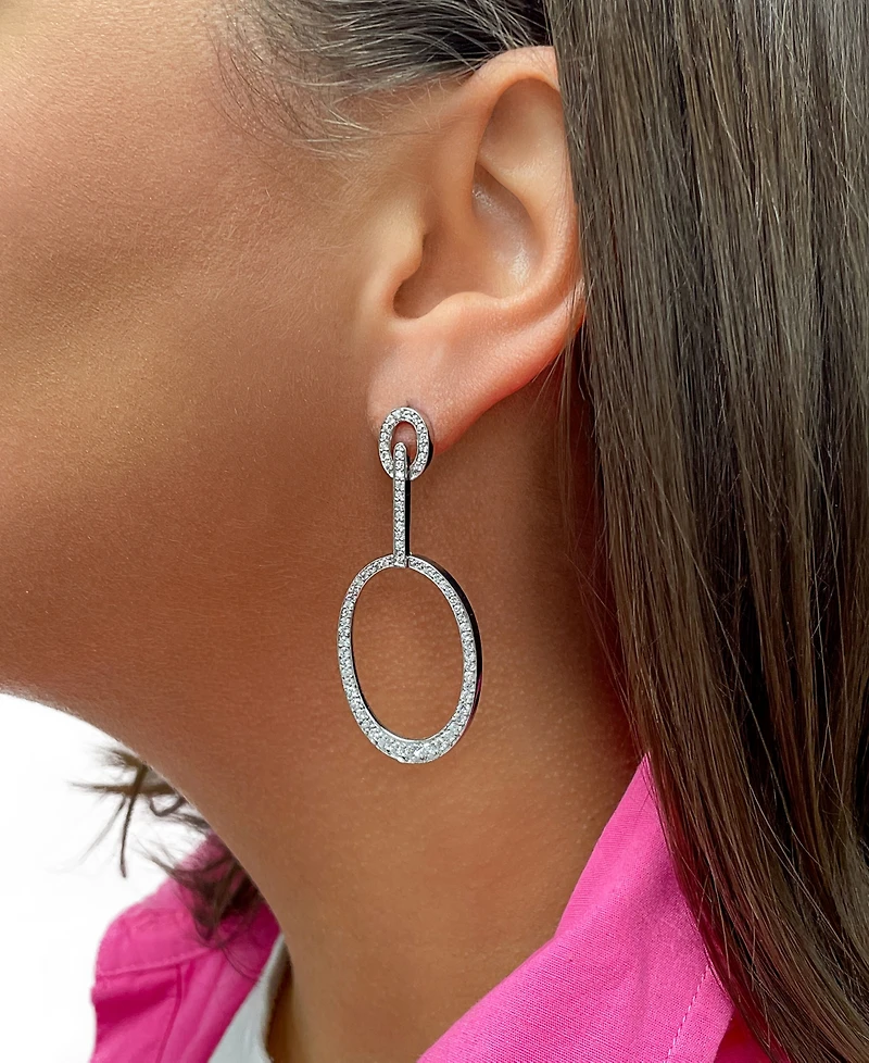 Sterling Forever Tory Cubic Zirconia Oval Drop Earrings