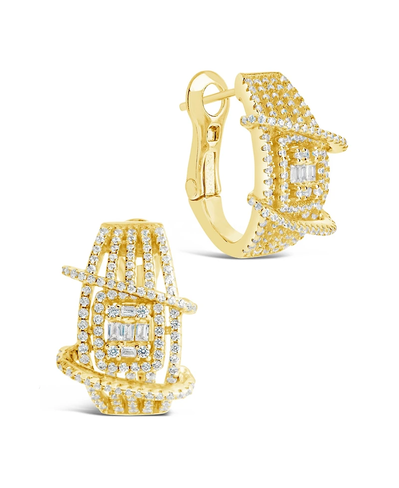 Sterling Forever Leigh Cubic Zirconia Statement Hoop Earrings