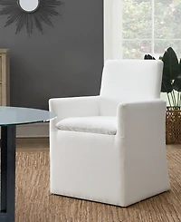 Abbyson Living 36" Wood Mara Stain-Resistant Fabric Dining Armchair