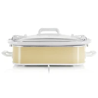 MegaChef 3.5 Quart Casserole Slow Cooker with 3 Temperature Settings in Cream