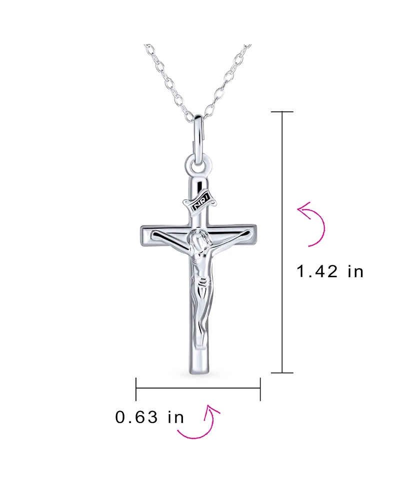 Bling Jewelry Christian Catholic Religious Jesus Inri Crucifix Cross Pendant Necklace Sterling Silver 1.25 Inch