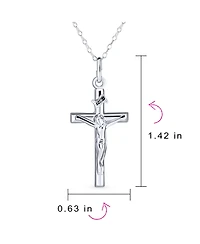 Bling Jewelry Christian Catholic Religious Jesus Inri Crucifix Cross Pendant Necklace Sterling Silver 1.25 Inch