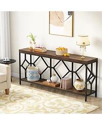 Tribesigns 71 Inch Extra Long Sofa Table, Narrow Console Tables Behind Couch Table with Open Storage Shelf