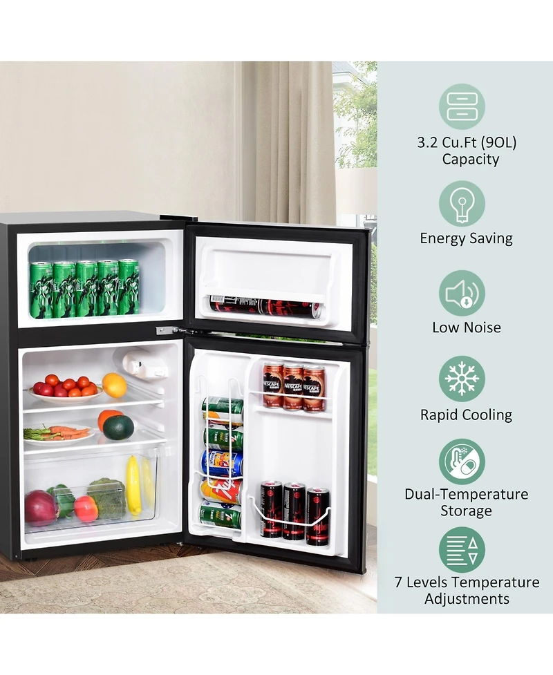 Sugift 3.2 cu ft Compact Stainless Steel Refrigerator