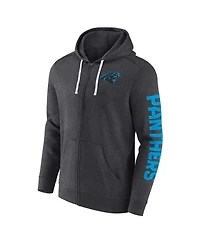 Fanatics Men's Heather Charcoal Carolina Panthers Down and Distance Full-Zip Hoodie