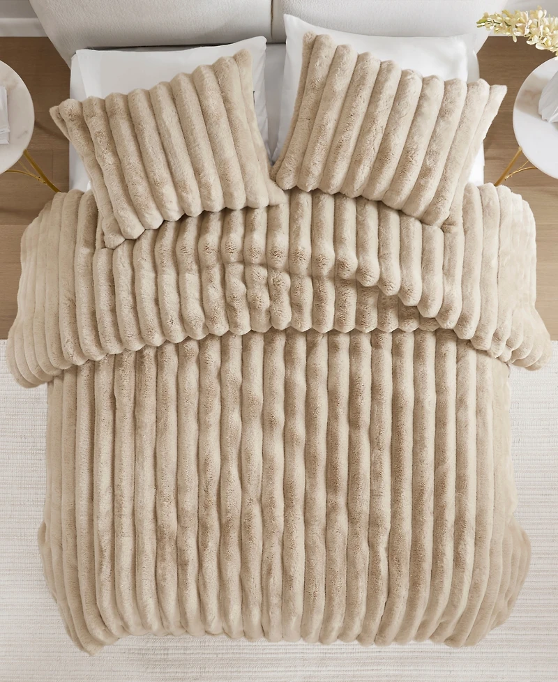 Madison Park Jasmine Faux Fur Reverse to Velvet 3-Pc. Comforter Set