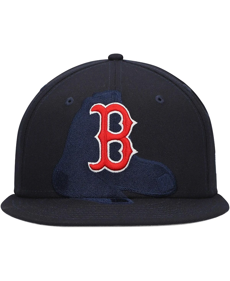 New Era Men's Navy Boston Red Sox Shadow Logo 59FIFTY Fitted Hat