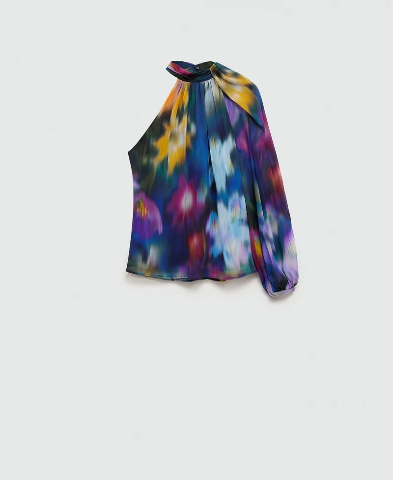 Mango Women's Asymmetrical Printed Blouse