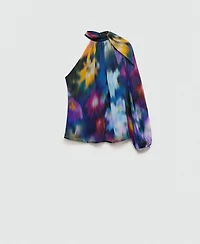 Mango Women's Asymmetrical Printed Blouse