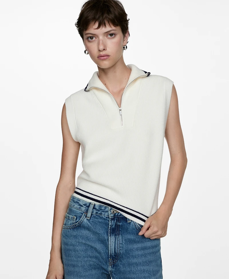 Mango Women's Zipper Detail Knitted Vest