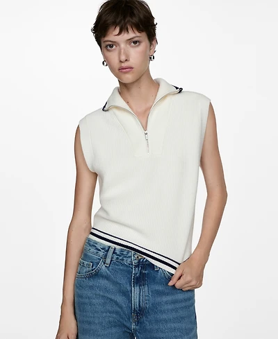 Mango Women's Zipper Detail Knitted Vest