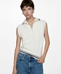 Mango Women's Zipper Detail Knitted Vest