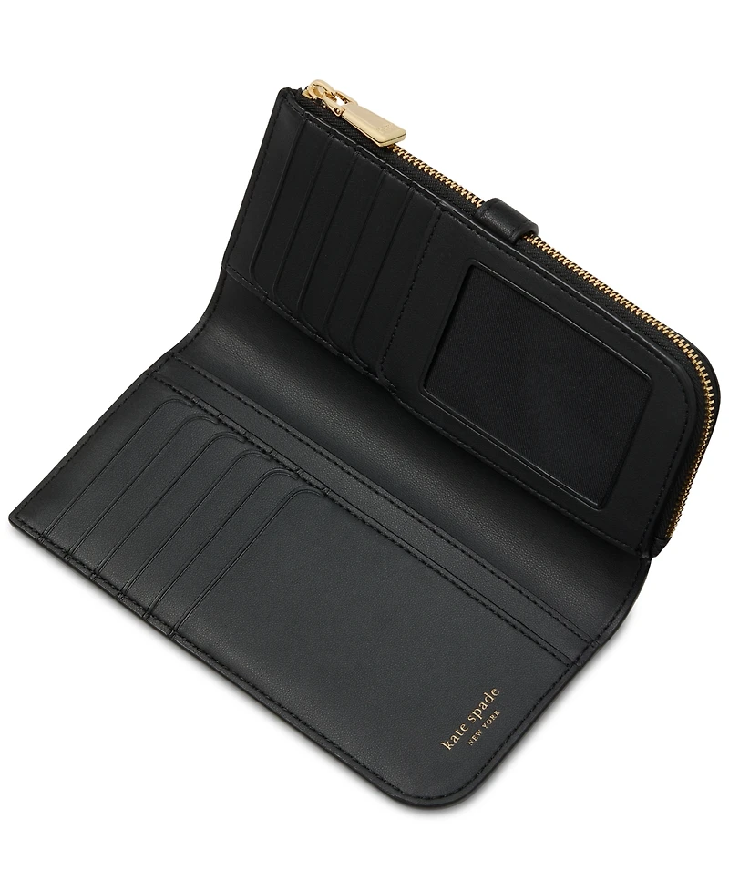 kate spade new york Deco Pebbled Leather Zip Slim Wallet