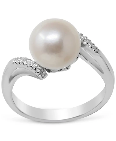Cultured Freshwater Pearl (8-1/2mm) & Diamond (1/20 ct. t.w.) Swirl Ring in Sterling Silver