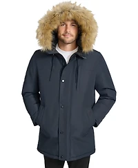 Calvin Klein Men's Long Parka with Faux-Fur Lined Hood