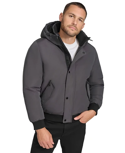 Calvin Klein Arctic Faille Parka Bomber with Sherpa lined Hood