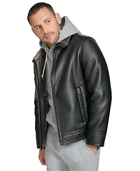 Calvin Klein Men's Pebble Faux Leather & Faux Fur Lined Jacket