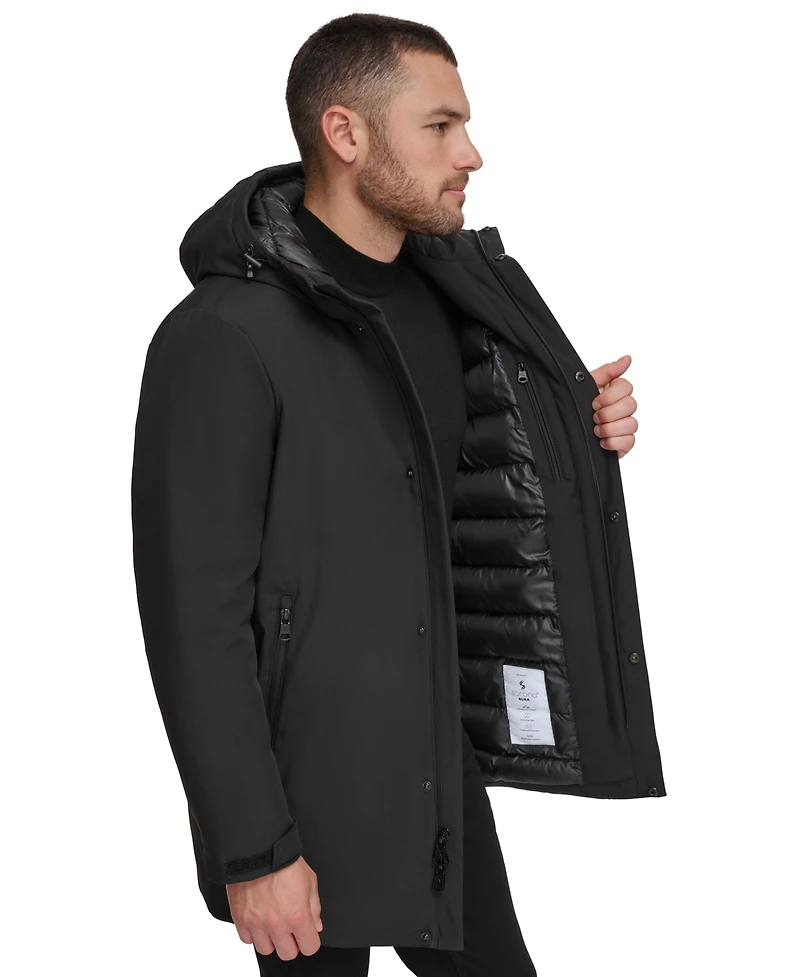 Calvin Klein Men's Flextech Stretch Water-Resistant Hooded Stadium Jacket