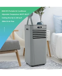 8000BTU 3-in-1 Portable Air Conditioner with Remote Control-Gray