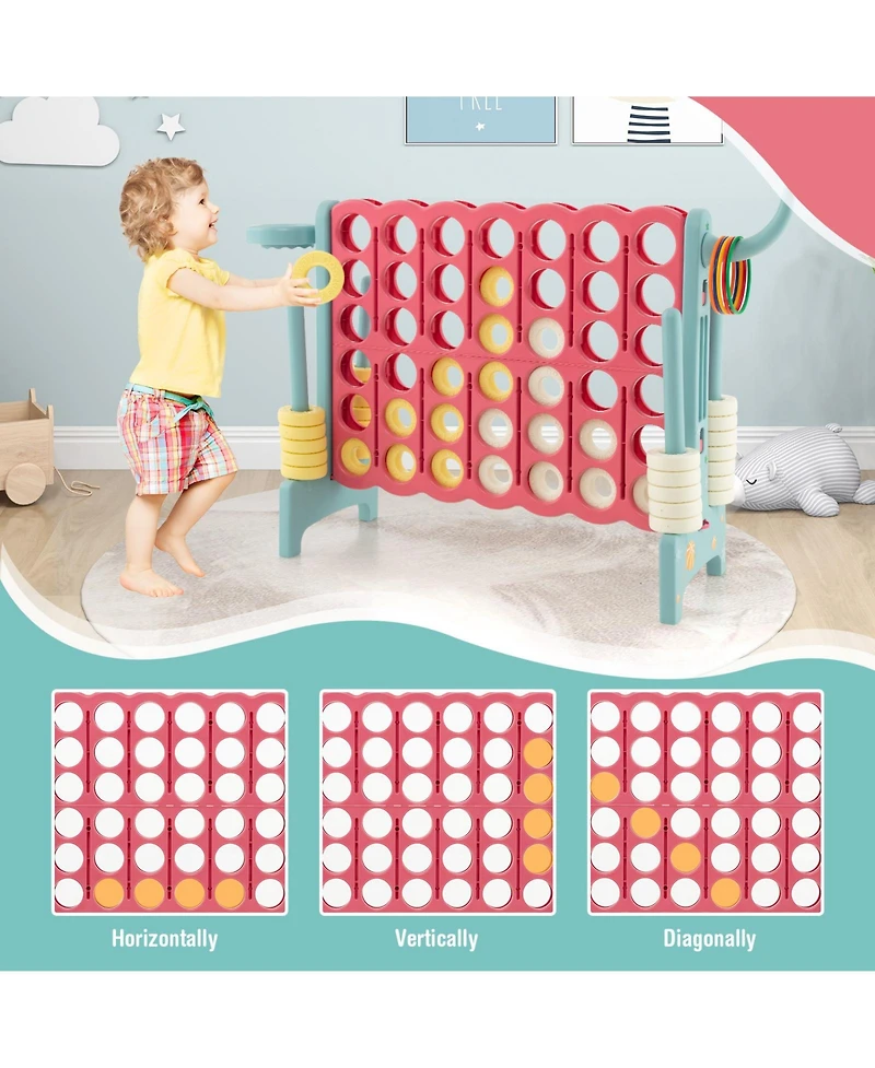 4-in-a-Row Connect Game with Basketball Hoop and Toss Ring