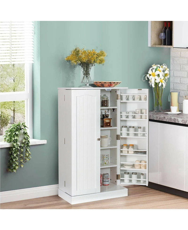 17-Tier Kitchen Pantry Cabinet with 2 Doors and 6 Adjustable Shelves