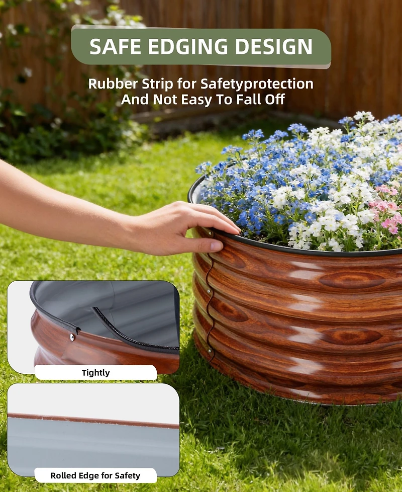 32in Wood Planter Box with Trellis Mobile Raised Bed for Climbing Plant