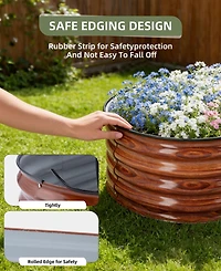 32in Wood Planter Box with Trellis Mobile Raised Bed for Climbing Plant