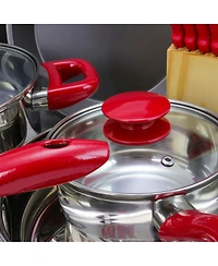 MegaChef 22 Piece Aluminum Cookware Combo Set in Red